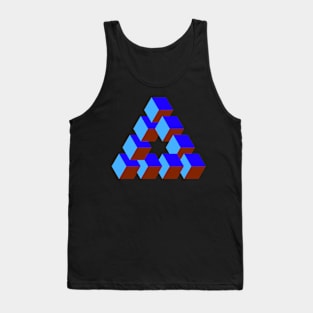 Cubes Optical Illusion in Blue Hues Tank Top
